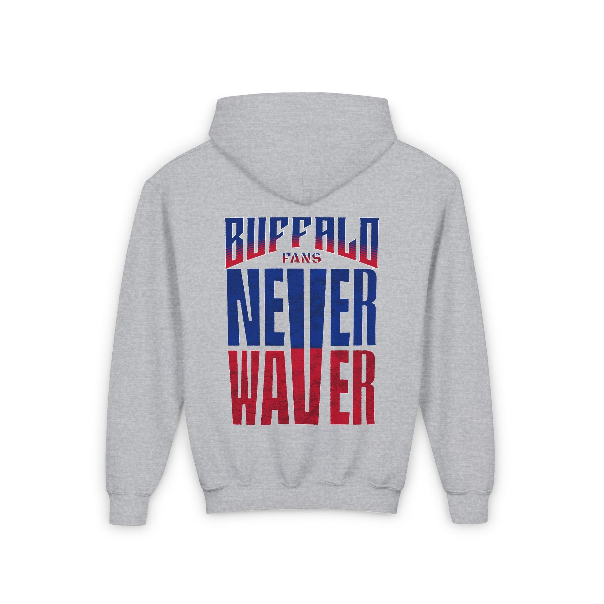 Youth 'Never Waver' Hooded Sweatshirt – Perfect for Buffalo Fans - Never Waver