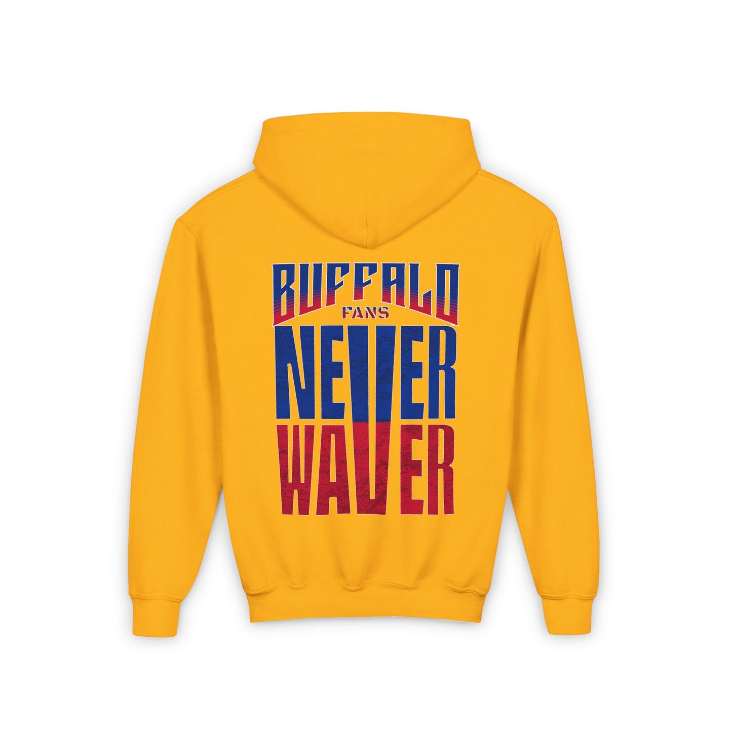 Youth 'Never Waver' Hooded Sweatshirt – Perfect for Buffalo Fans - Never Waver