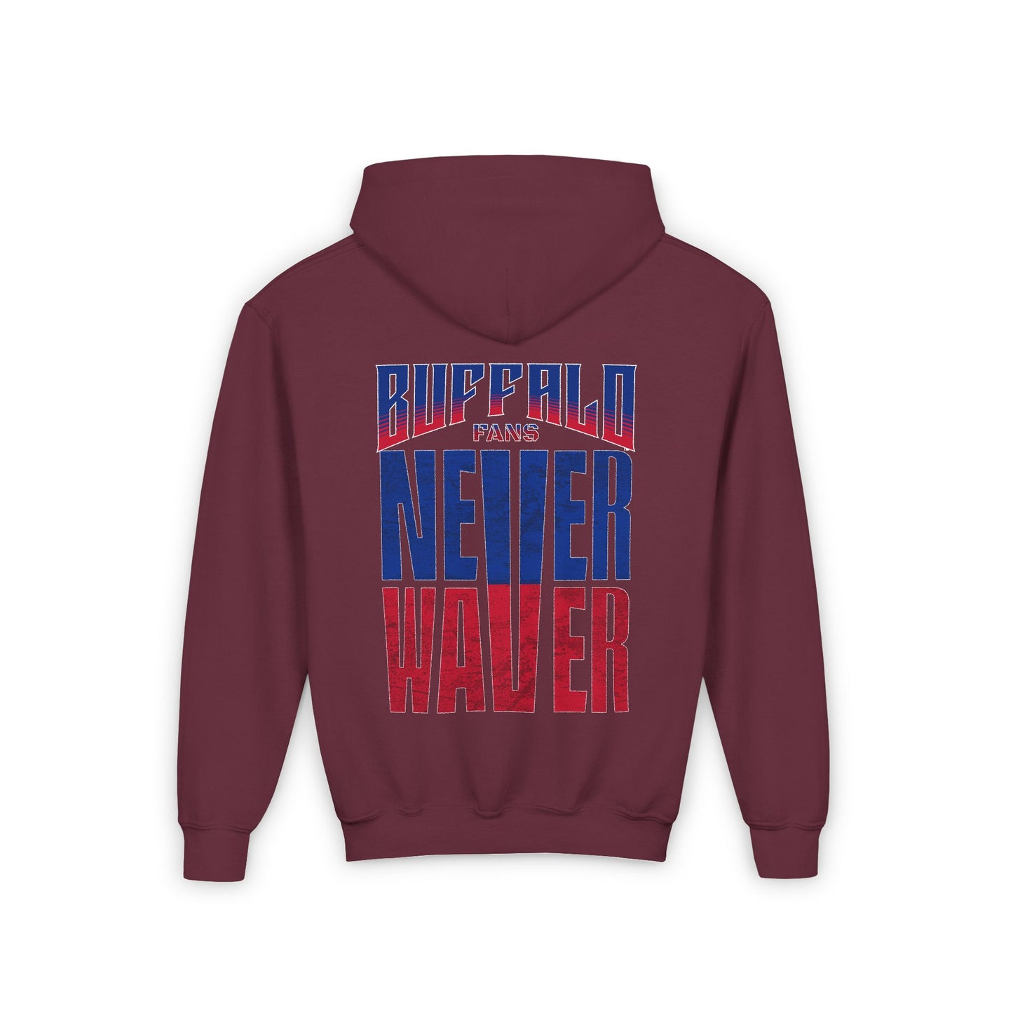Youth 'Never Waver' Hooded Sweatshirt – Perfect for Buffalo Fans - Never Waver