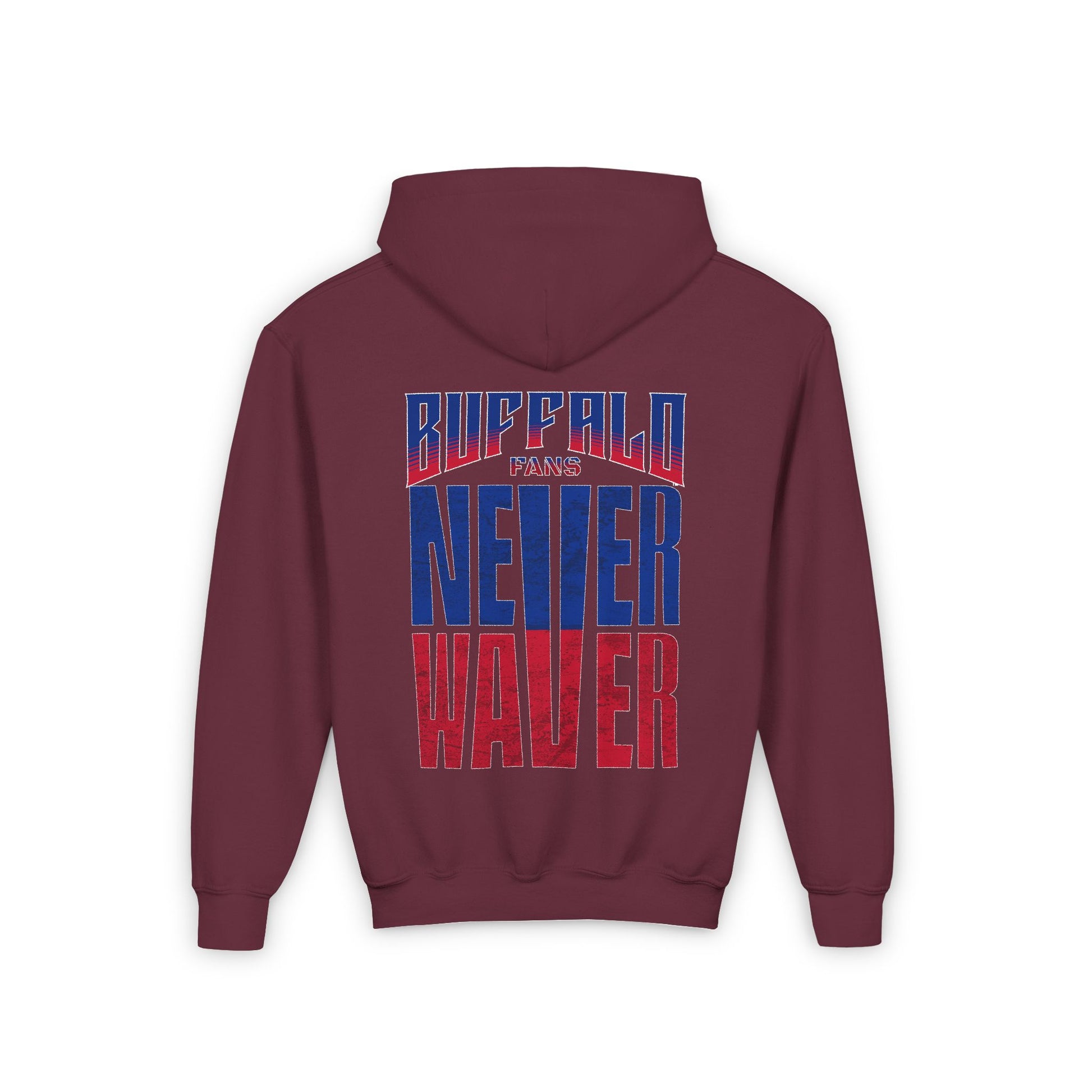 Youth 'Never Waver' Hooded Sweatshirt – Perfect for Buffalo Fans - Never Waver