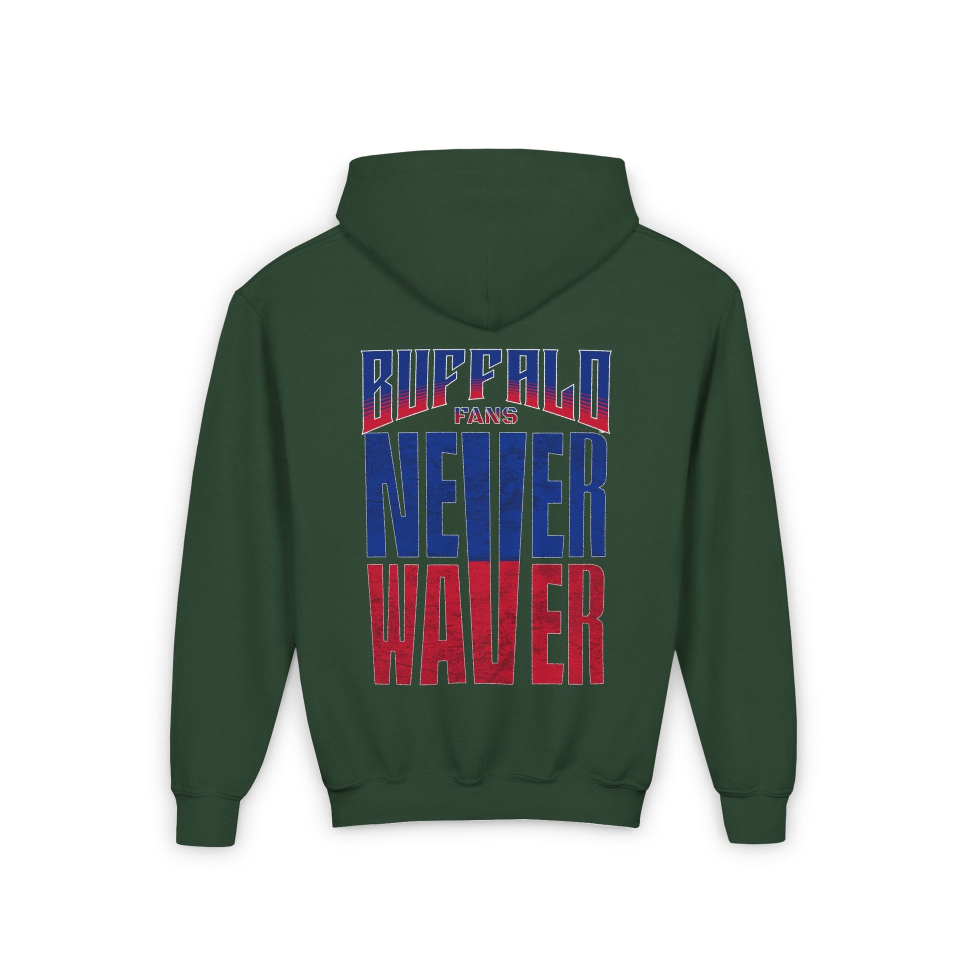 Youth 'Never Waver' Hooded Sweatshirt – Perfect for Buffalo Fans - Never Waver