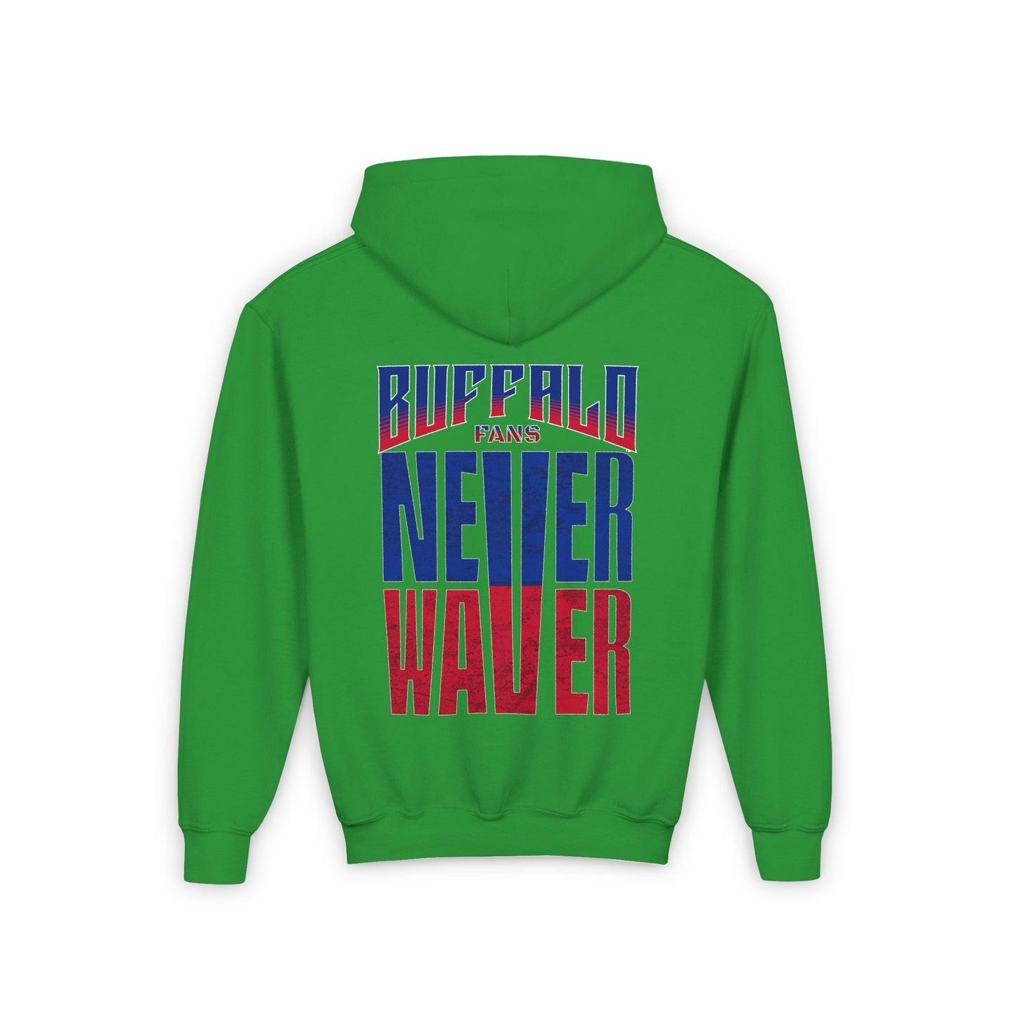 Youth 'Never Waver' Hooded Sweatshirt – Perfect for Buffalo Fans - Never Waver