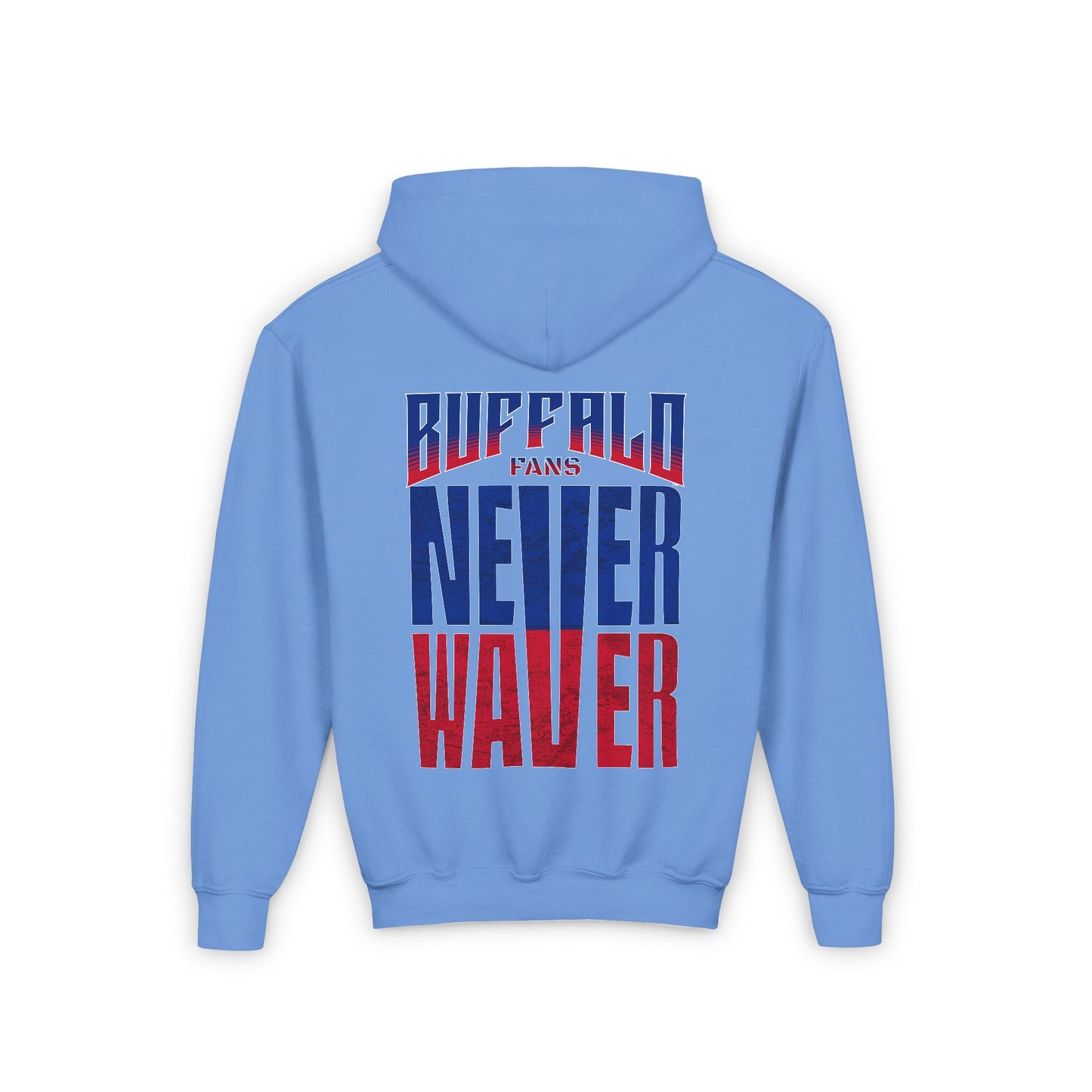 Youth 'Never Waver' Hooded Sweatshirt – Perfect for Buffalo Fans - Never Waver