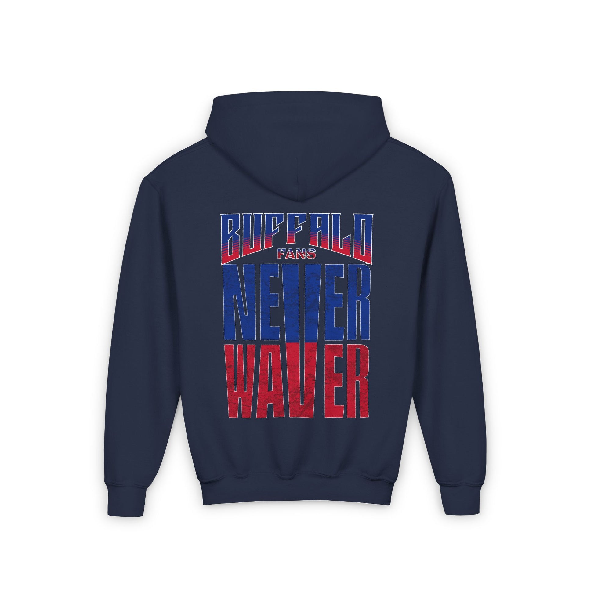 Youth 'Never Waver' Hooded Sweatshirt – Perfect for Buffalo Fans - Never Waver