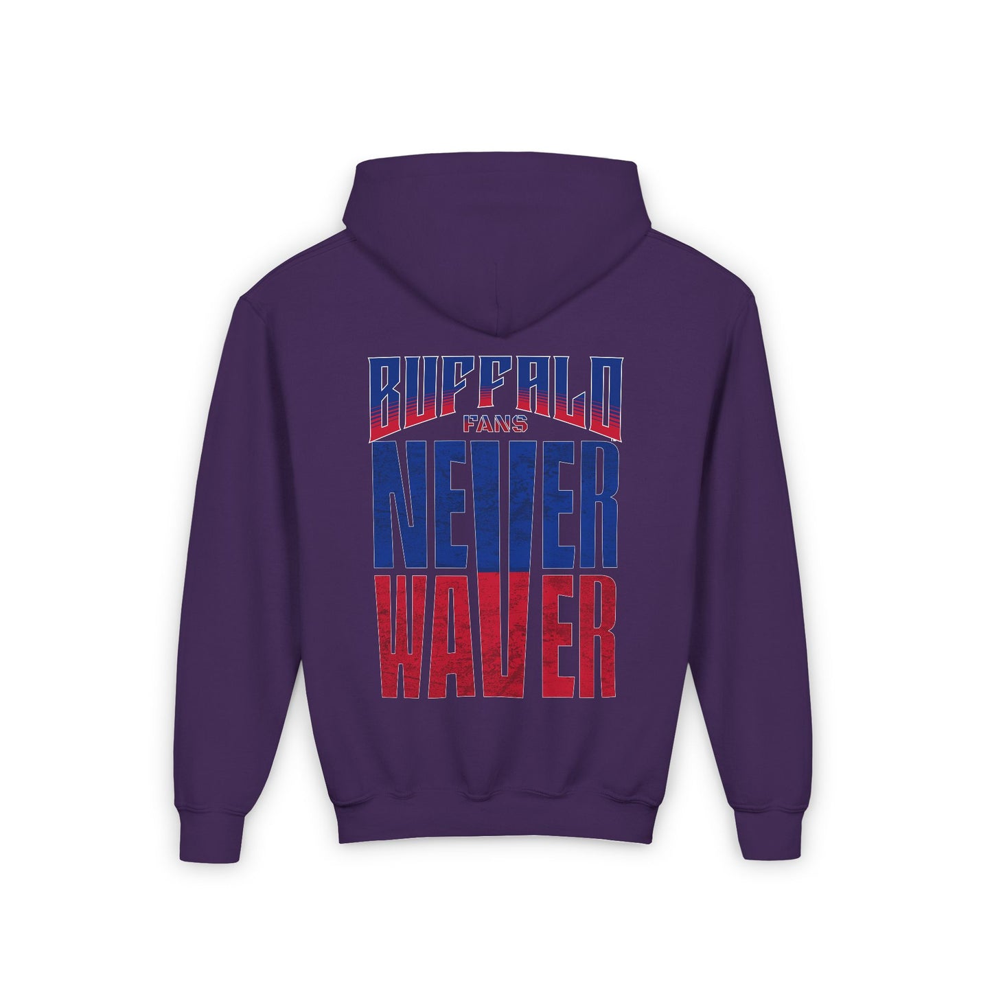 Youth 'Never Waver' Hooded Sweatshirt – Perfect for Buffalo Fans - Never Waver