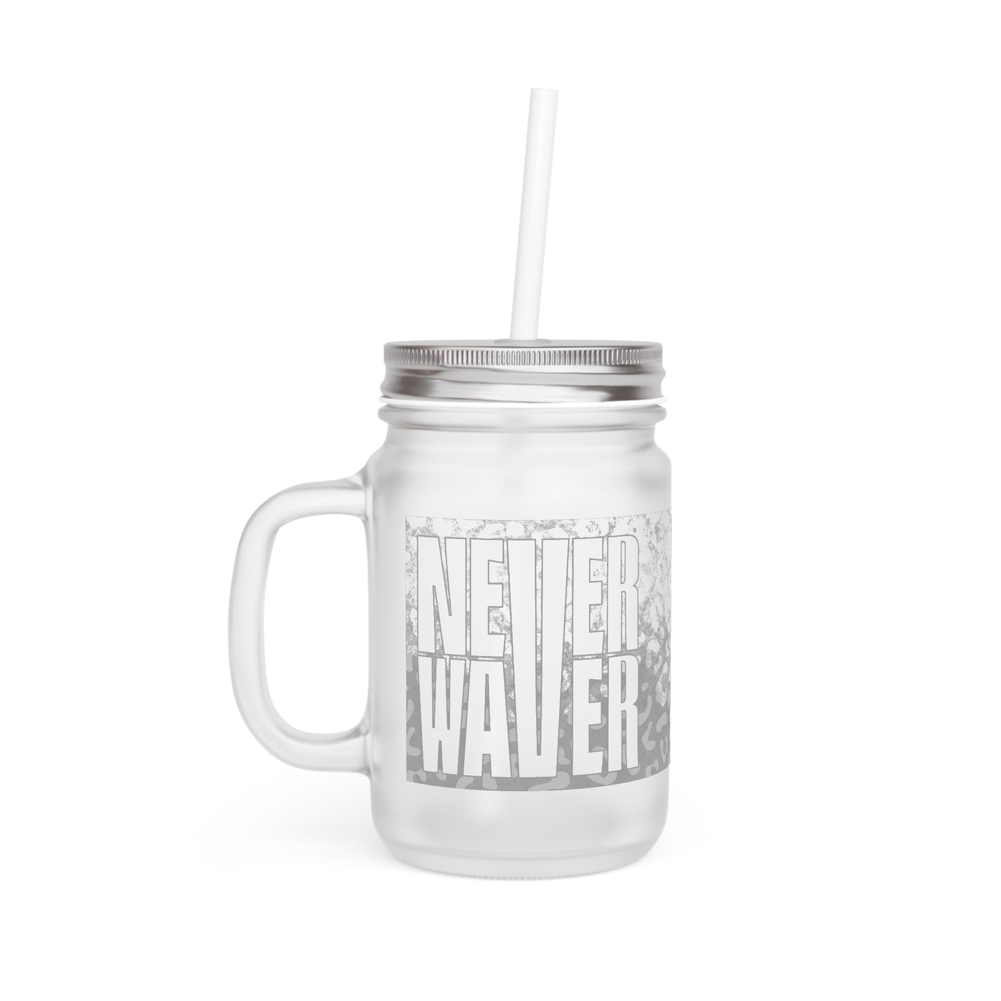 Motivational Mason Jar with Straw - "Never Waver" Design - Perfect for Home & Office - Never Waver