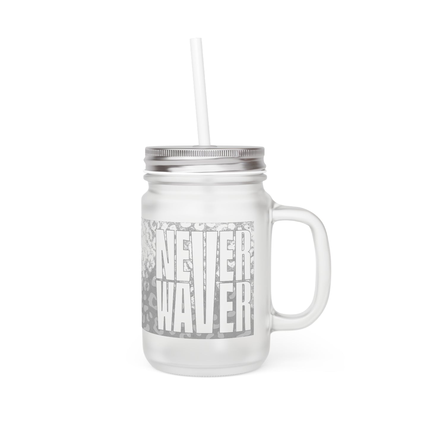 Motivational Mason Jar with Straw - "Never Waver" Design - Perfect for Home & Office - Never Waver