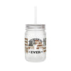 Never Waver Best Buckin' Dad Ever Patriotic Mason Jar with Straw - Ideal Gift for Dads - Never Waver