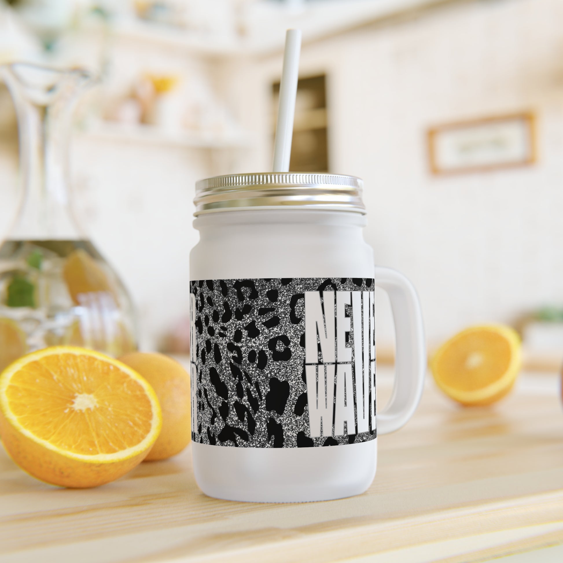 Never Waver Mason Jar with Straw - Motivational Drinkware for Home & Gifts - Never Waver