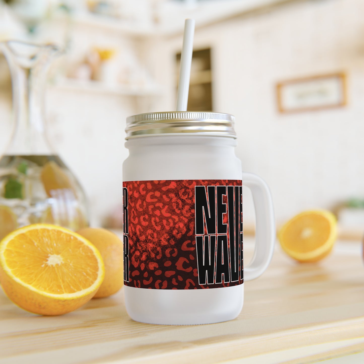 Never Waver Mason Jar with Straw - Trendy Drinkware for Parties & Everyday Use - Never Waver