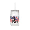 Never Waver Patriotic Dinosaur Mason Jar with Straw - Perfect for 4th of July Celebrations - Never Waver