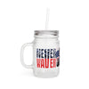 Never Waver Patriotic Dinosaur Mason Jar with Straw - Perfect for 4th of July Celebrations - Never Waver