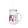 Never Waver Patriotic Dinosaur Mason Jar with Straw - Perfect for 4th of July Celebrations - Never Waver