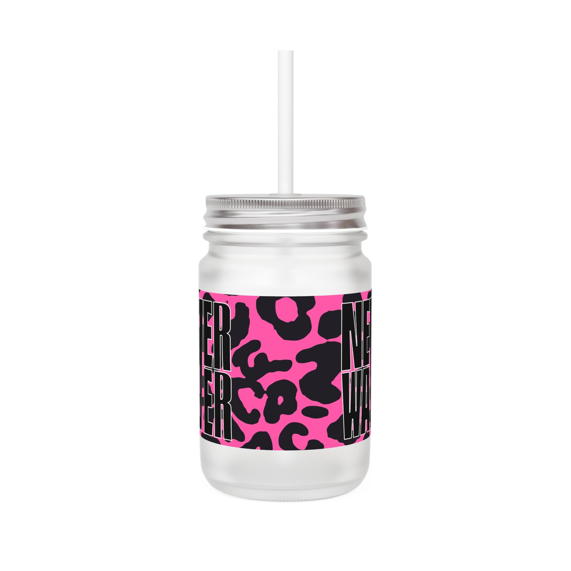 Never Waver Pink Leopard Print Mason Jar - Never Waver