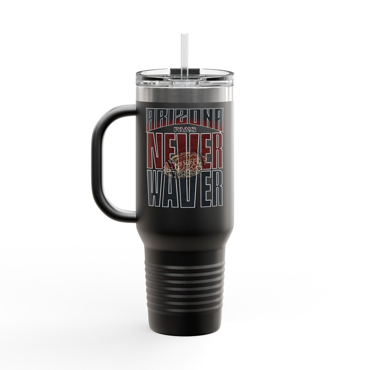Arizona Fans Never Waver W- Leopard Football Insulated Travel Mug, 40oz - Never Waver