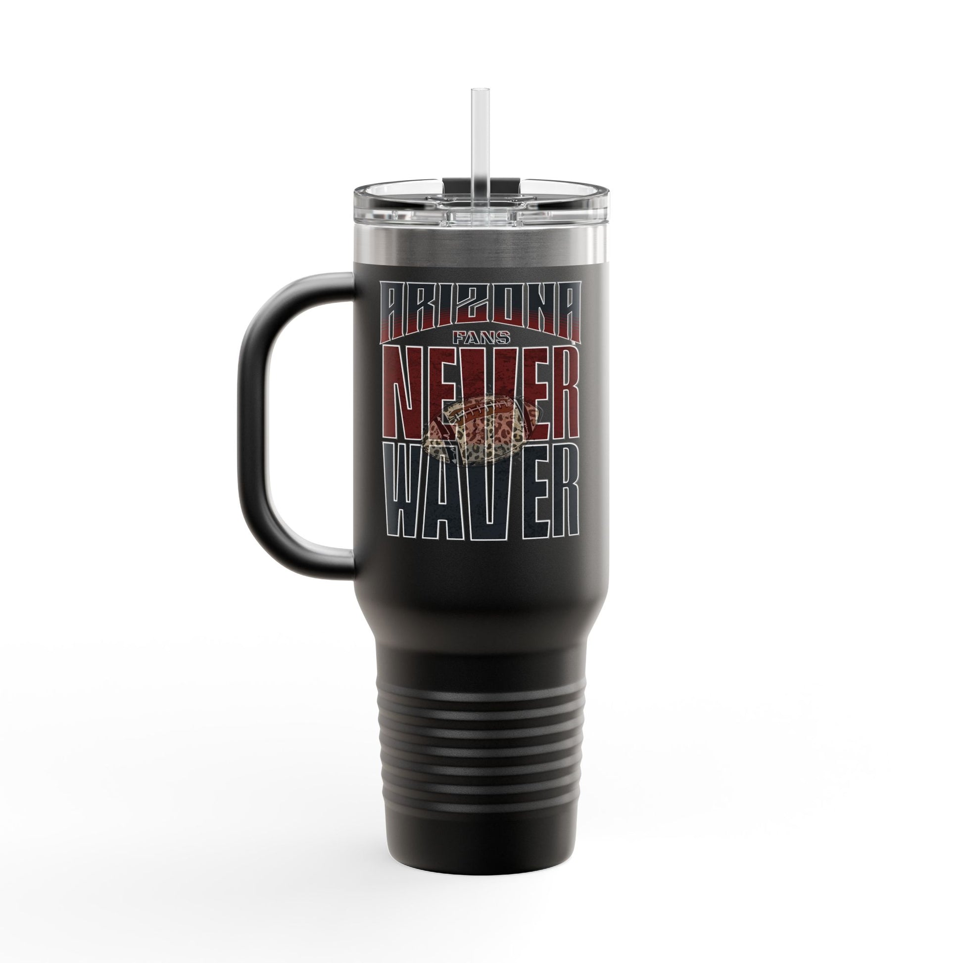 Arizona Fans Never Waver W- Leopard Football Insulated Travel Mug, 40oz - Never Waver