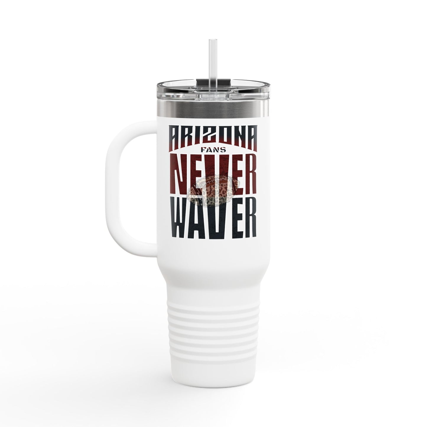 Arizona Fans Never Waver W- Leopard Football Insulated Travel Mug, 40oz - Never Waver