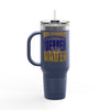 Baltimore Fans Never Waver with Leopard football Insulated Travel Mug, 40oz - Never Waver