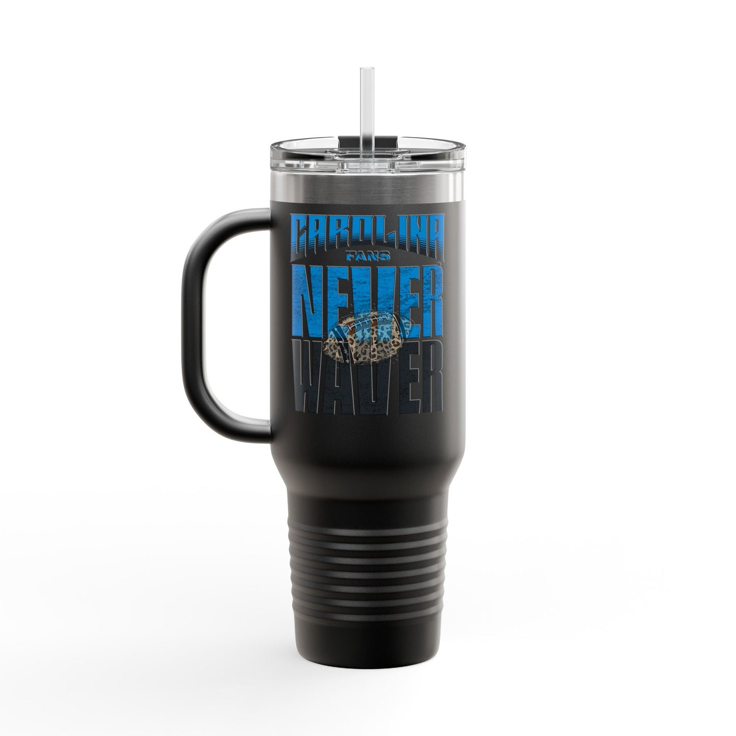 Carolina Fans Never Waver W- Leopard Football Insulated Travel Mug, 40oz - Never Waver