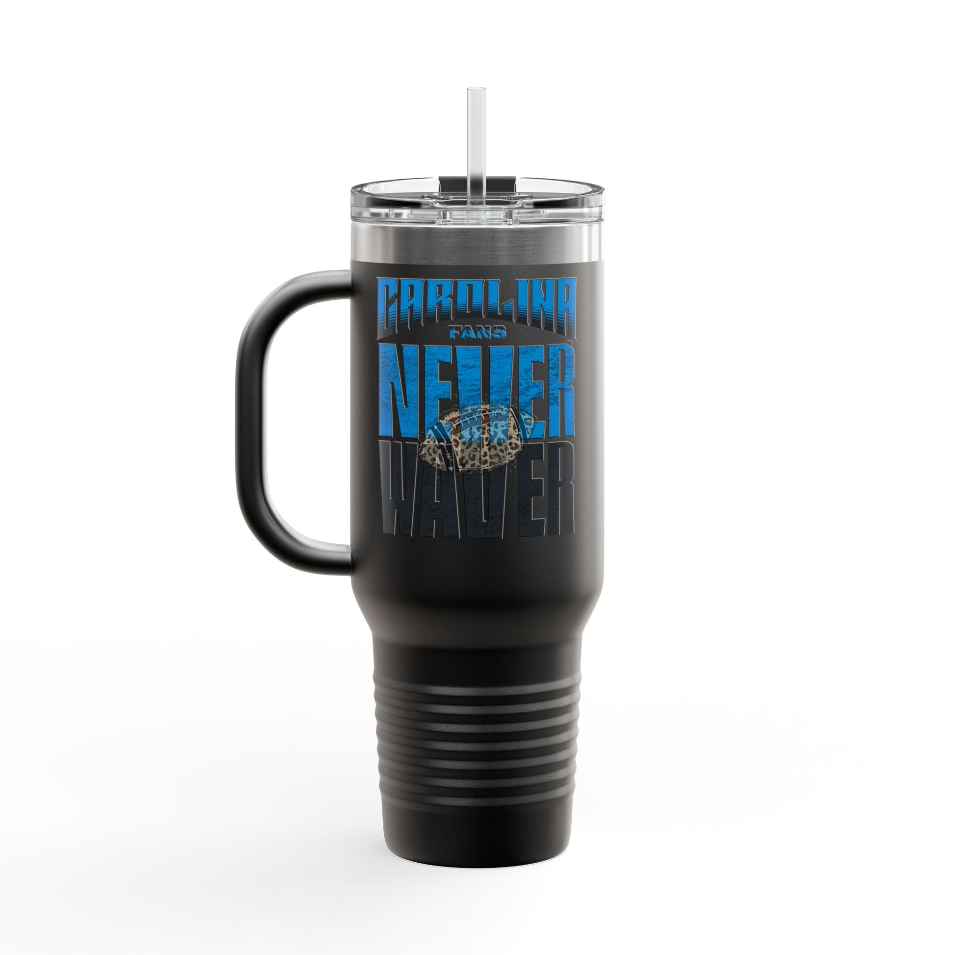 Carolina Fans Never Waver W- Leopard Football Insulated Travel Mug, 40oz - Never Waver