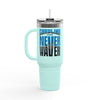 Carolina Fans Never Waver W- Leopard Football Insulated Travel Mug, 40oz - Never Waver