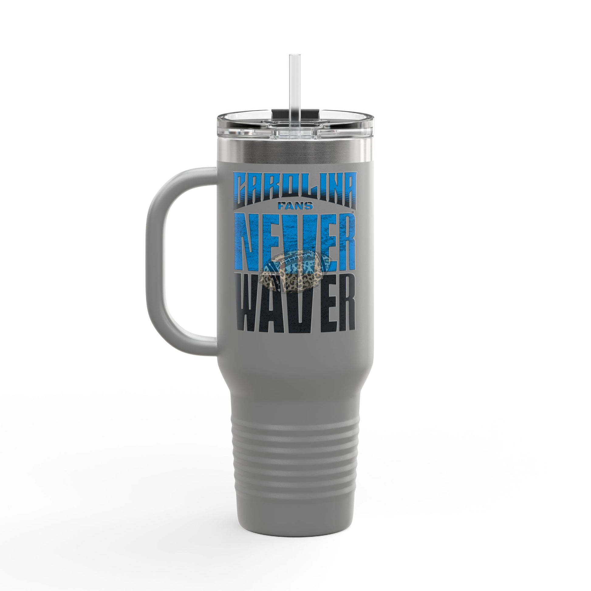 Carolina Fans Never Waver W- Leopard Football Insulated Travel Mug, 40oz - Never Waver