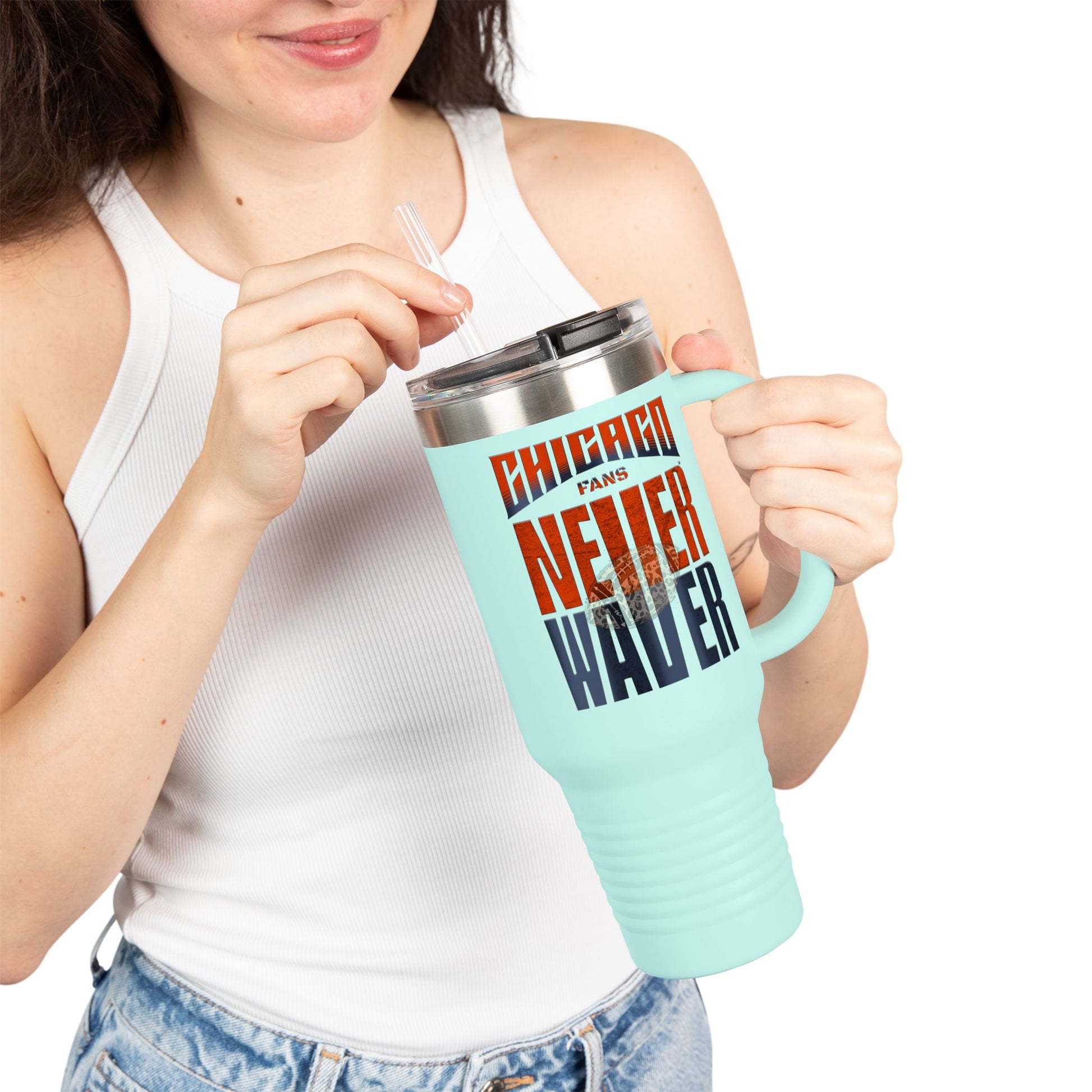 Chicago Fans Never Waver W-Leopard Football Insulated Travel Mug, 40oz - Never Waver