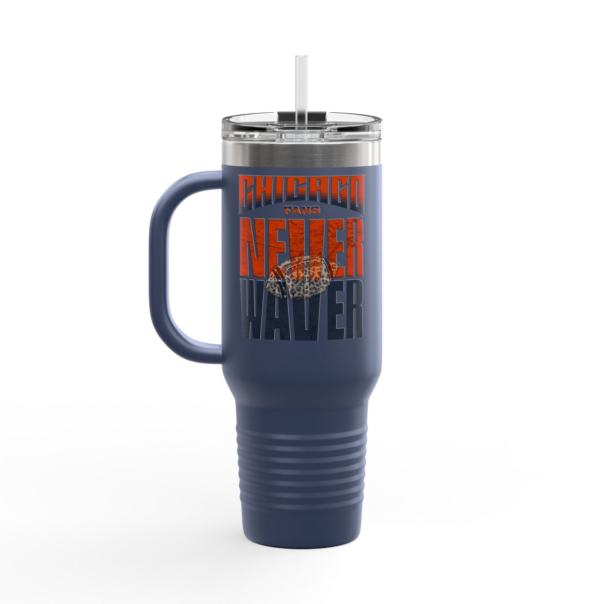 Chicago Fans Never Waver W-Leopard Football Insulated Travel Mug, 40oz - Never Waver