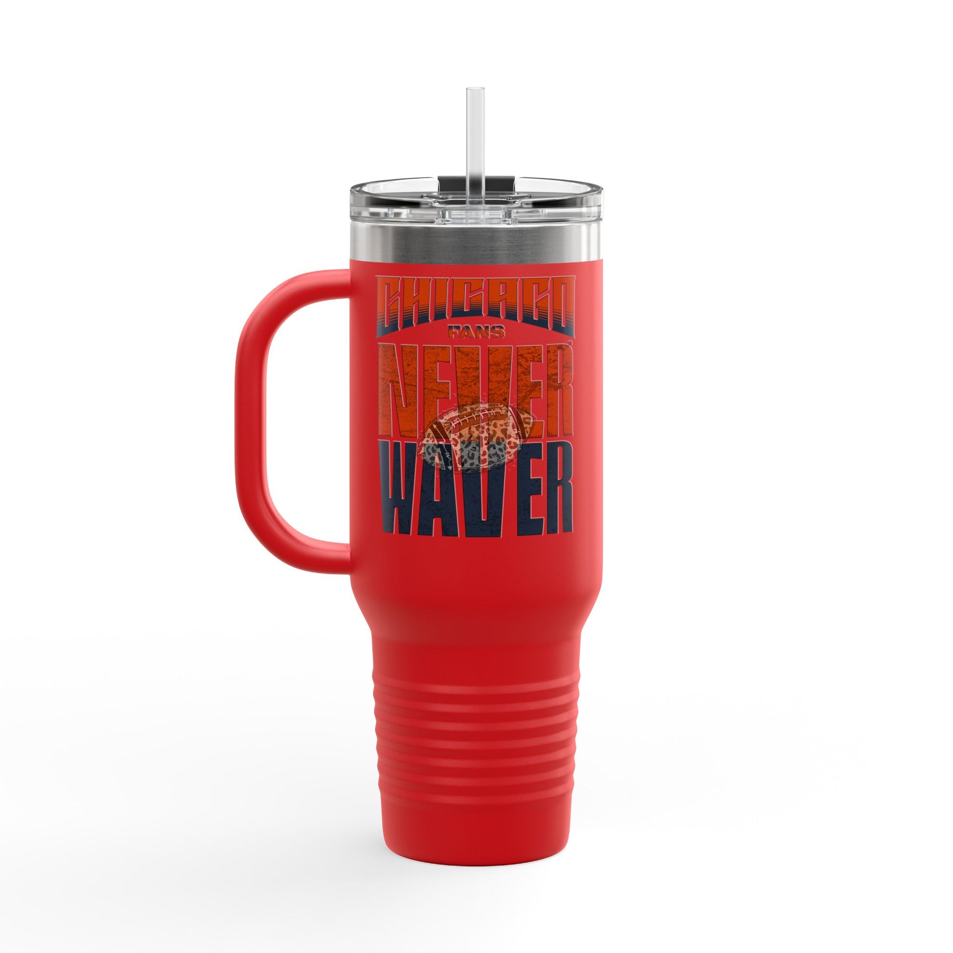 Chicago Fans Never Waver W-Leopard Football Insulated Travel Mug, 40oz - Never Waver