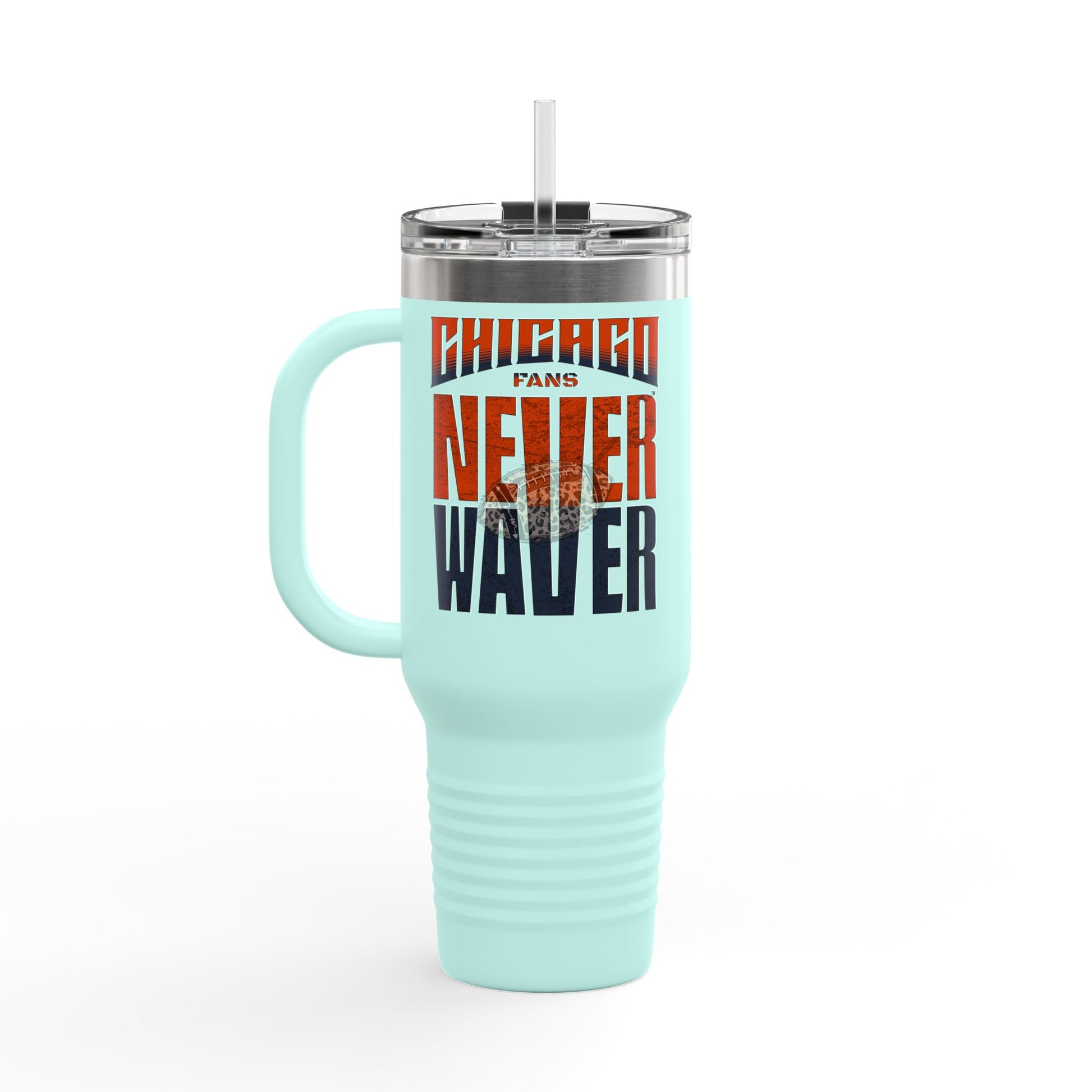 Chicago Fans Never Waver W-Leopard Football Insulated Travel Mug, 40oz - Never Waver