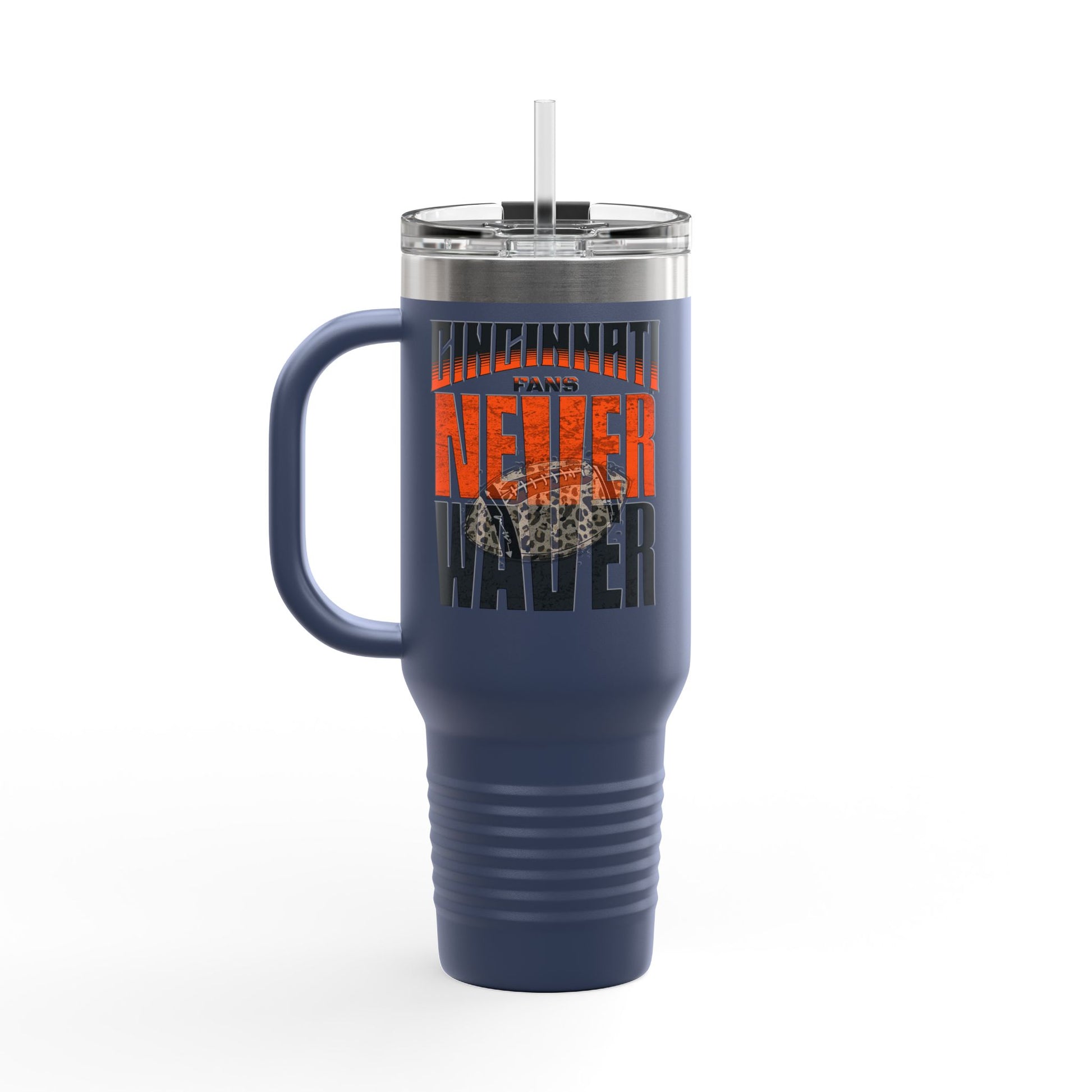 Cincinnati Fans Never Waver W-Leopard Football Insulated Travel Mug, 40oz - Never Waver