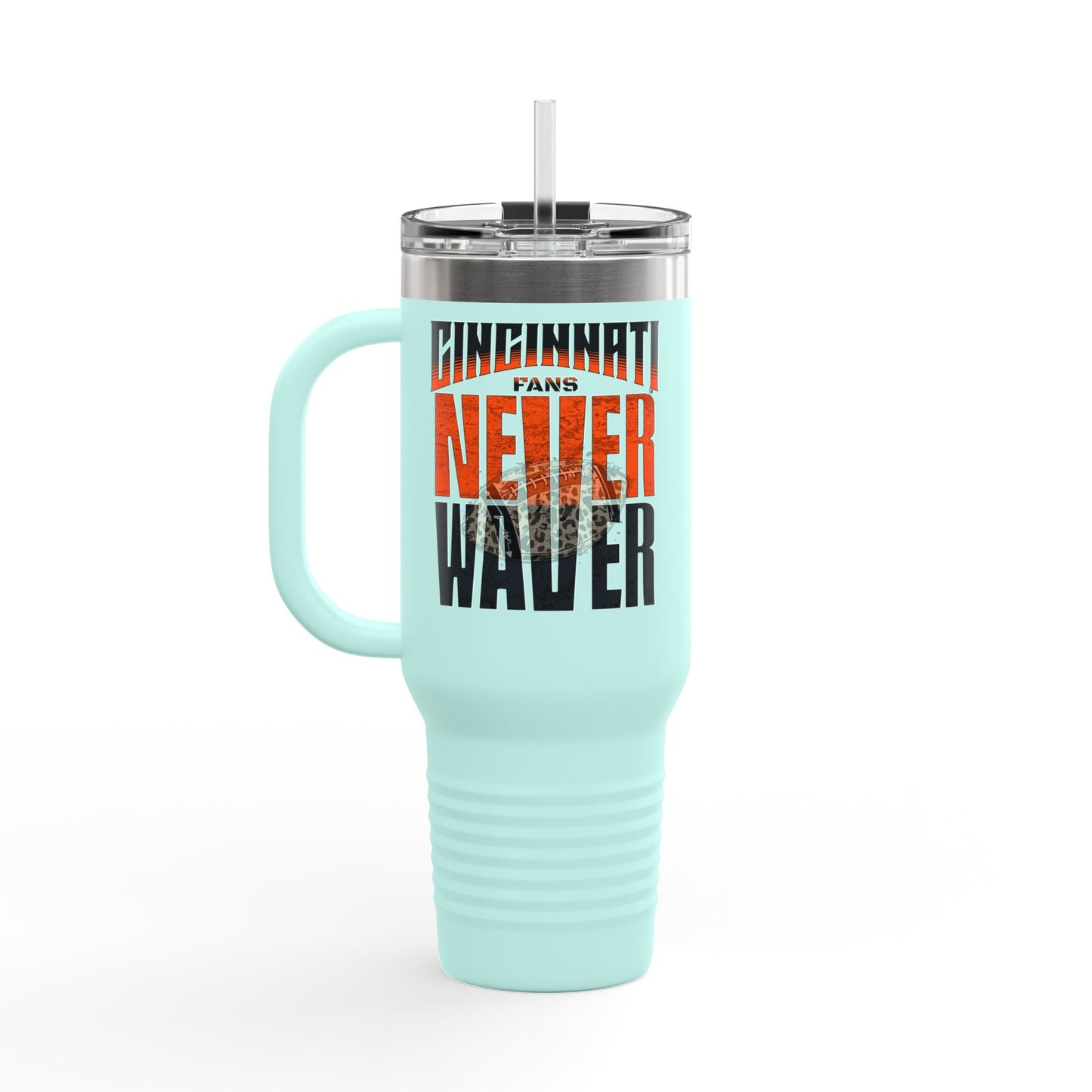 Cincinnati Fans Never Waver W-Leopard Football Insulated Travel Mug, 40oz - Never Waver