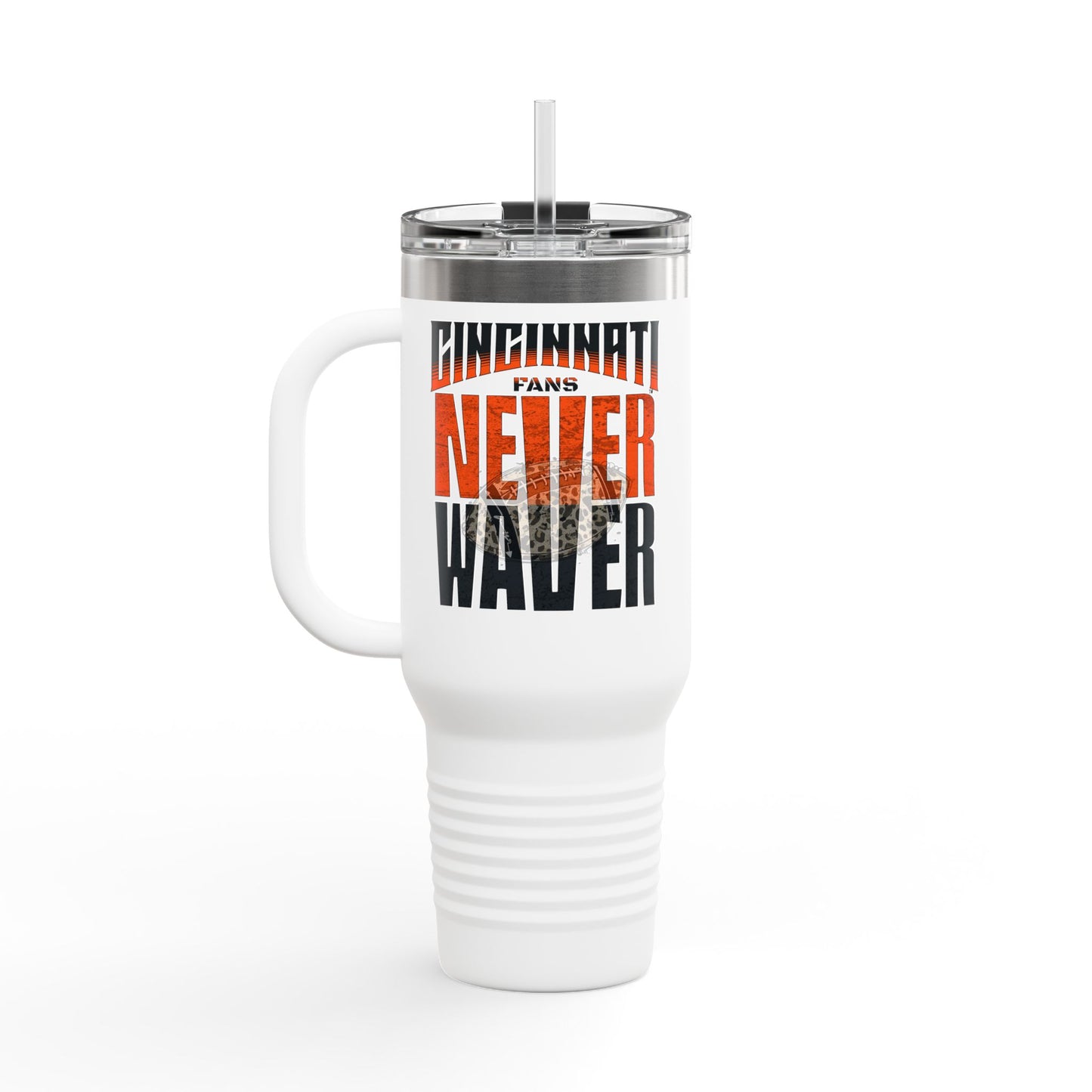 Cincinnati Fans Never Waver W-Leopard Football Insulated Travel Mug, 40oz - Never Waver