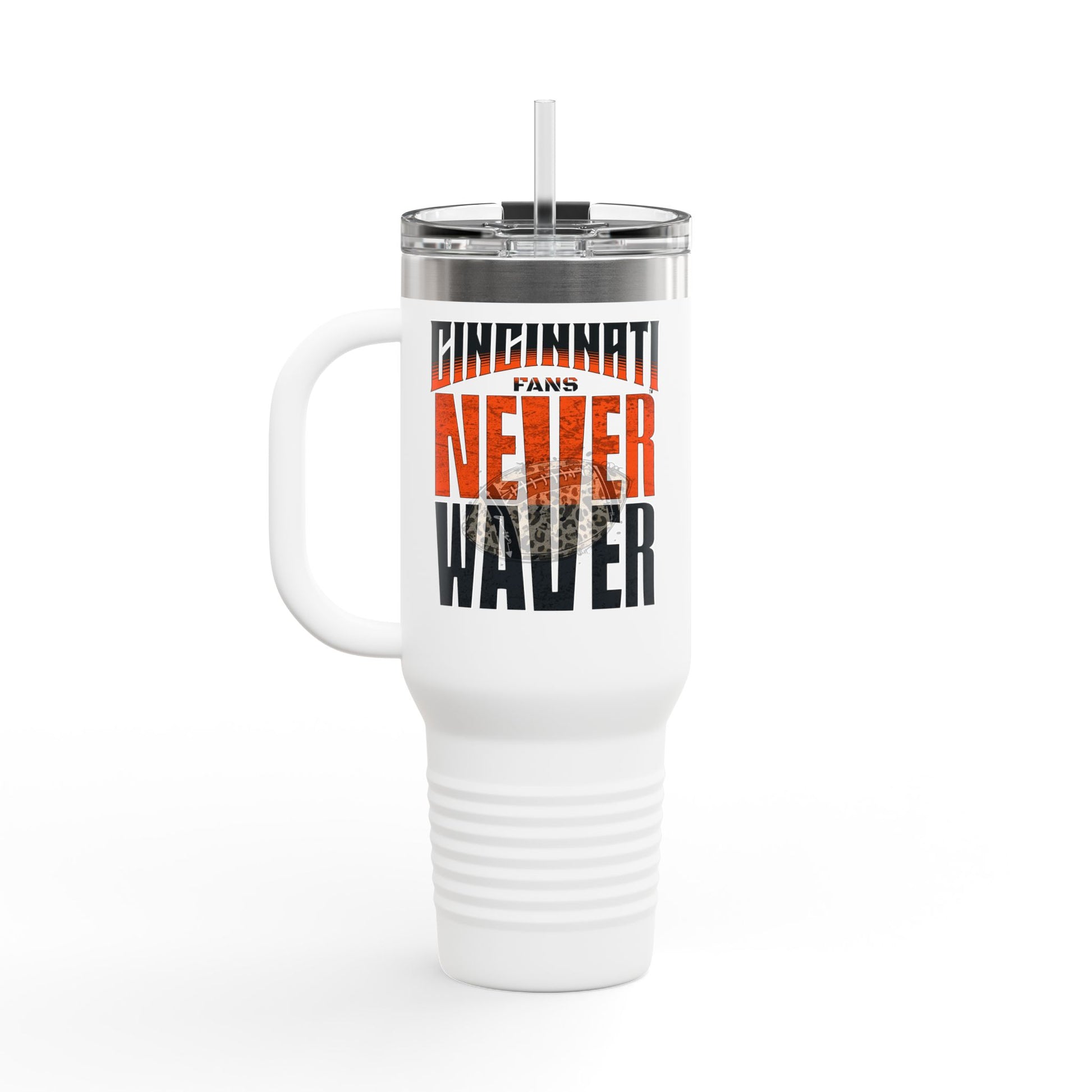 Cincinnati Fans Never Waver W-Leopard Football Insulated Travel Mug, 40oz - Never Waver