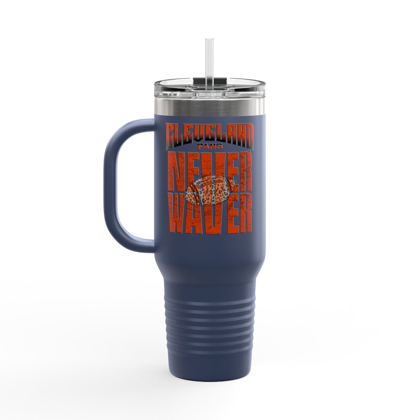 Cleveland Fans Never Waver W-Leopard Football Insulated Travel Mug, 40oz - Never Waver