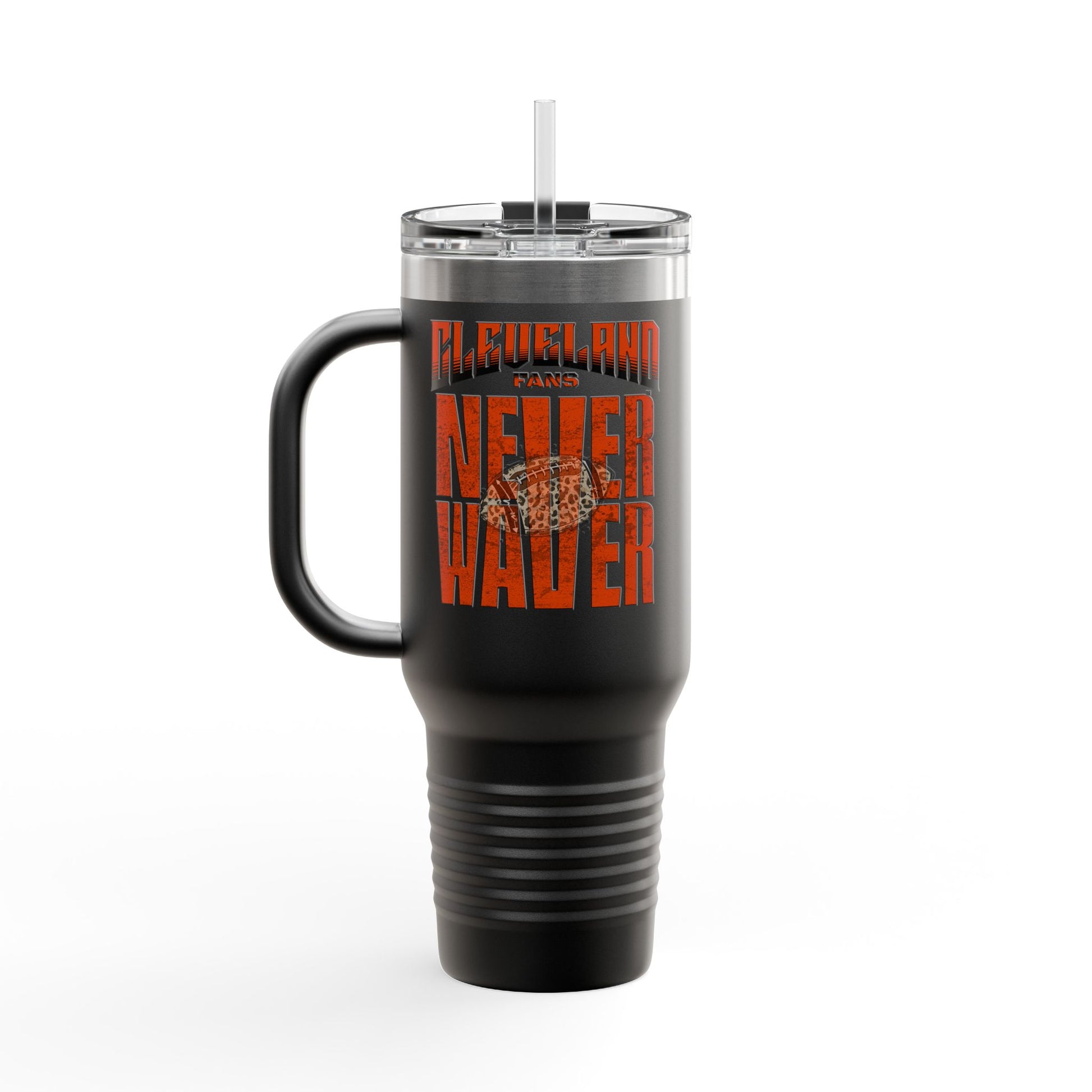 Cleveland Fans Never Waver W-Leopard Football Insulated Travel Mug, 40oz - Never Waver