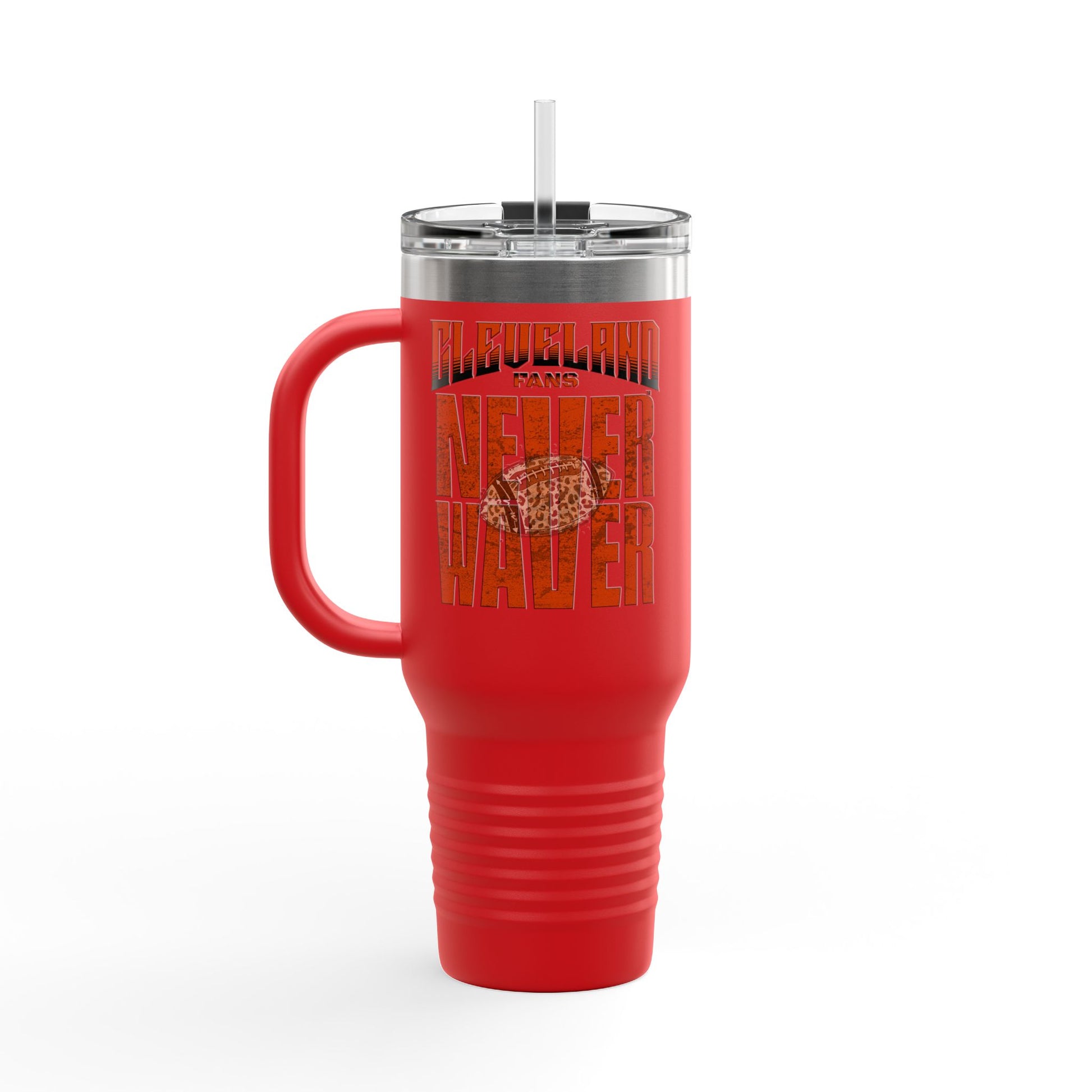 Cleveland Fans Never Waver W-Leopard Football Insulated Travel Mug, 40oz - Never Waver