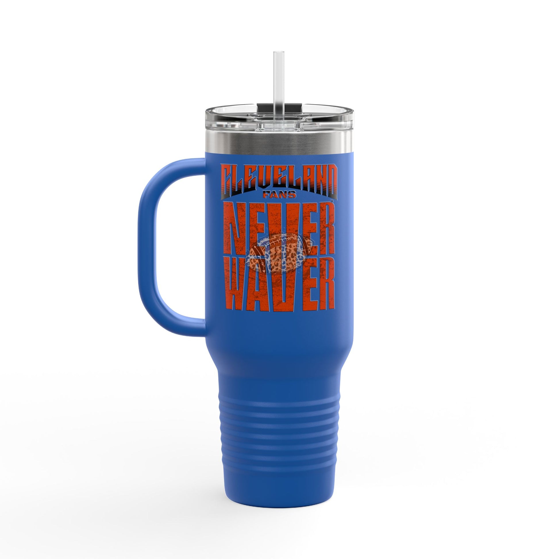 Cleveland Fans Never Waver W-Leopard Football Insulated Travel Mug, 40oz - Never Waver