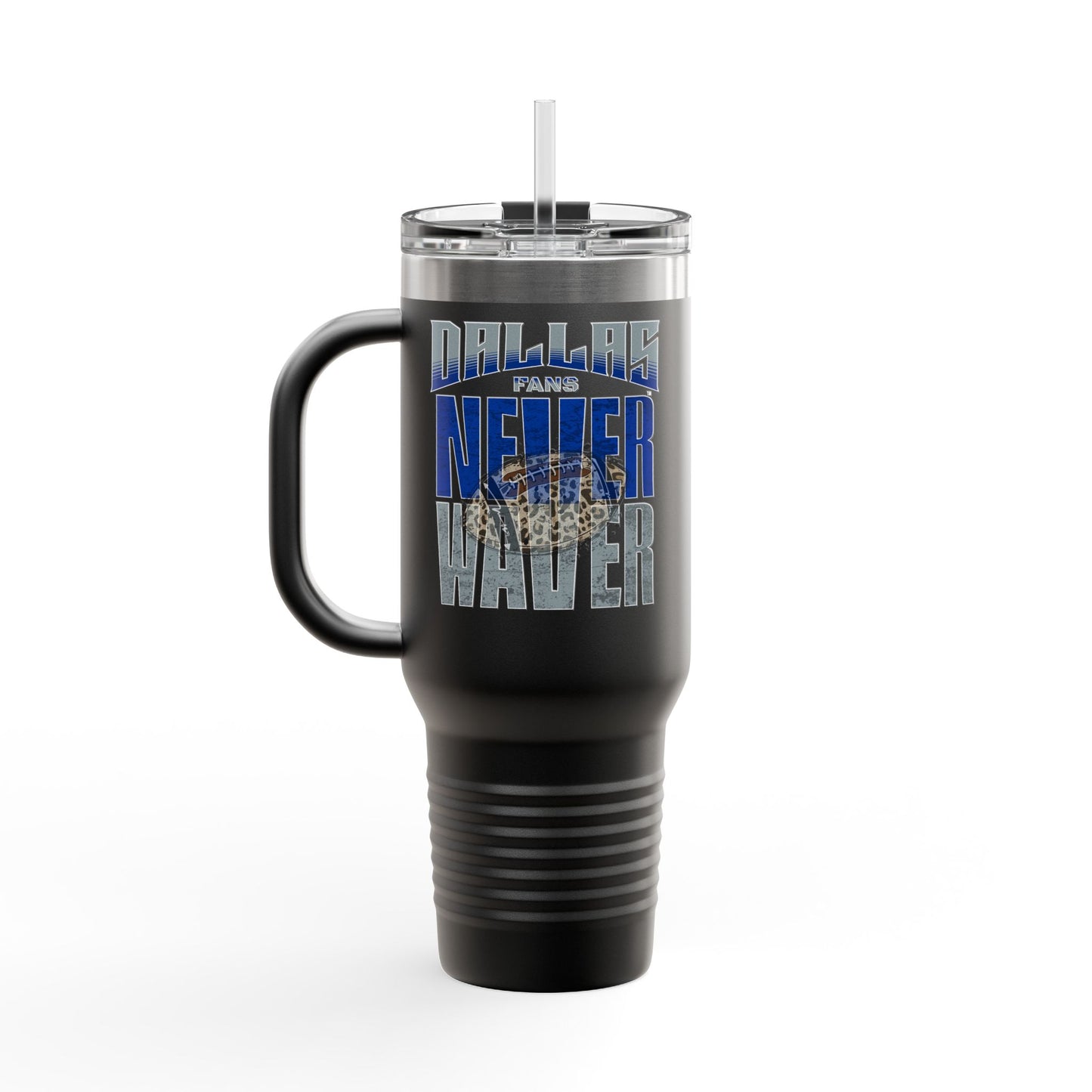Dallas Fans Never Waver W-Leopard Football Insulated Travel Mug, 40oz - Never Waver
