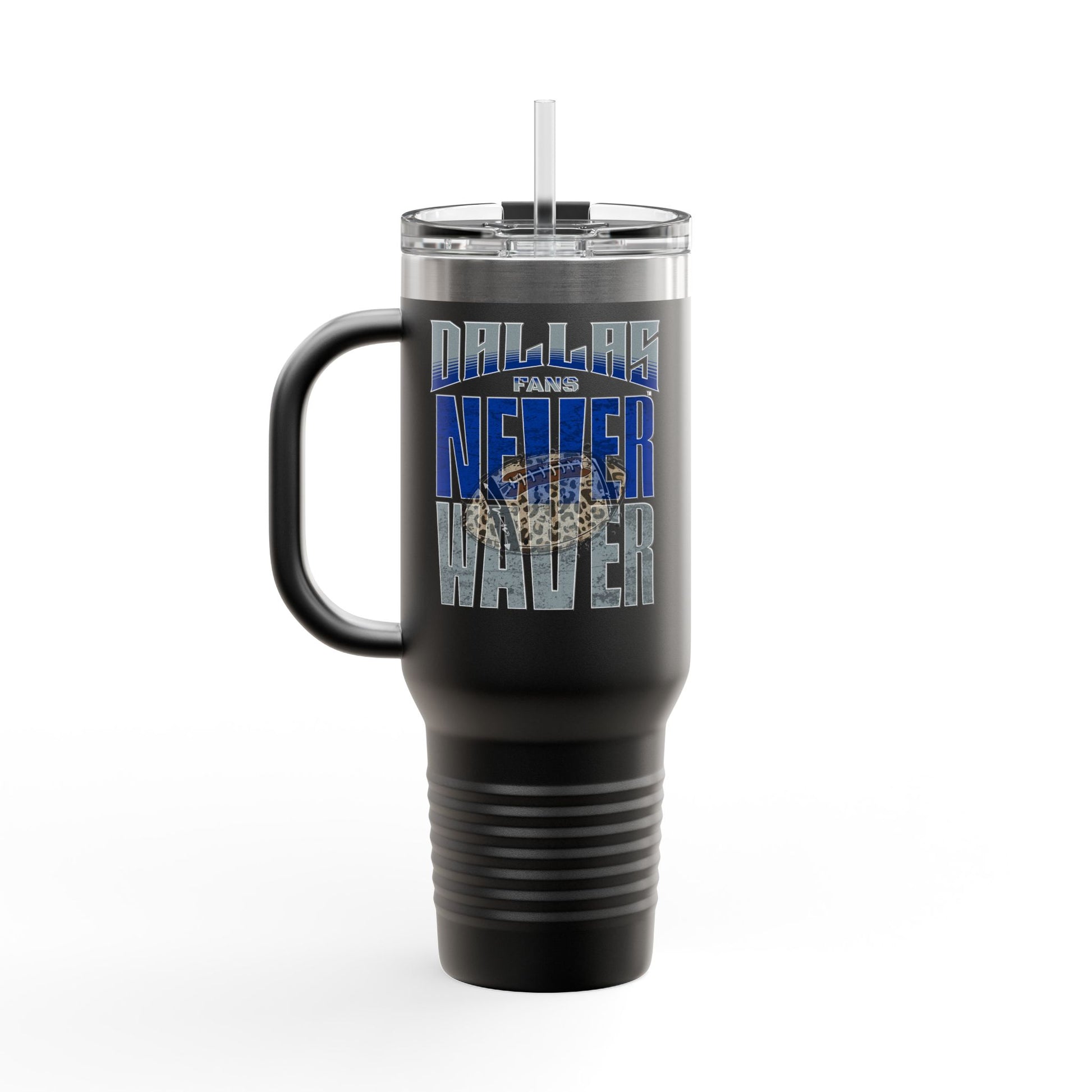 Dallas Fans Never Waver W-Leopard Football Insulated Travel Mug, 40oz - Never Waver