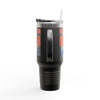 Denver Fans Never Waver with leopard football Insulated Travel Mug, 40oz - Never Waver
