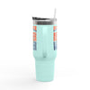 Denver Fans Never Waver with leopard football Insulated Travel Mug, 40oz - Never Waver