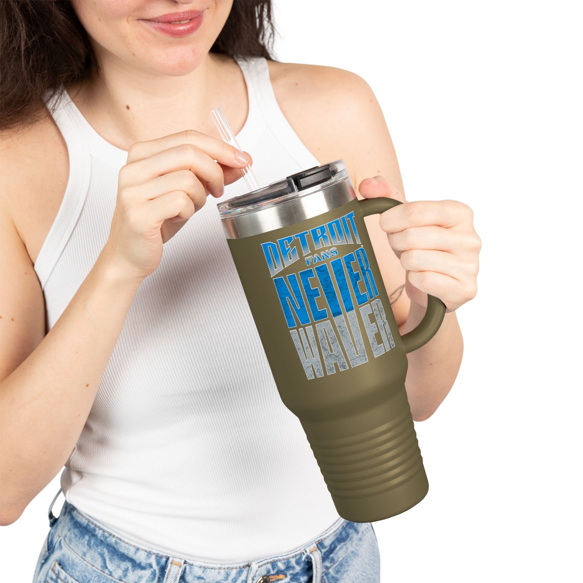 Detroit Fans Never Waver Insulated Travel Mug, 40oz - Never Waver