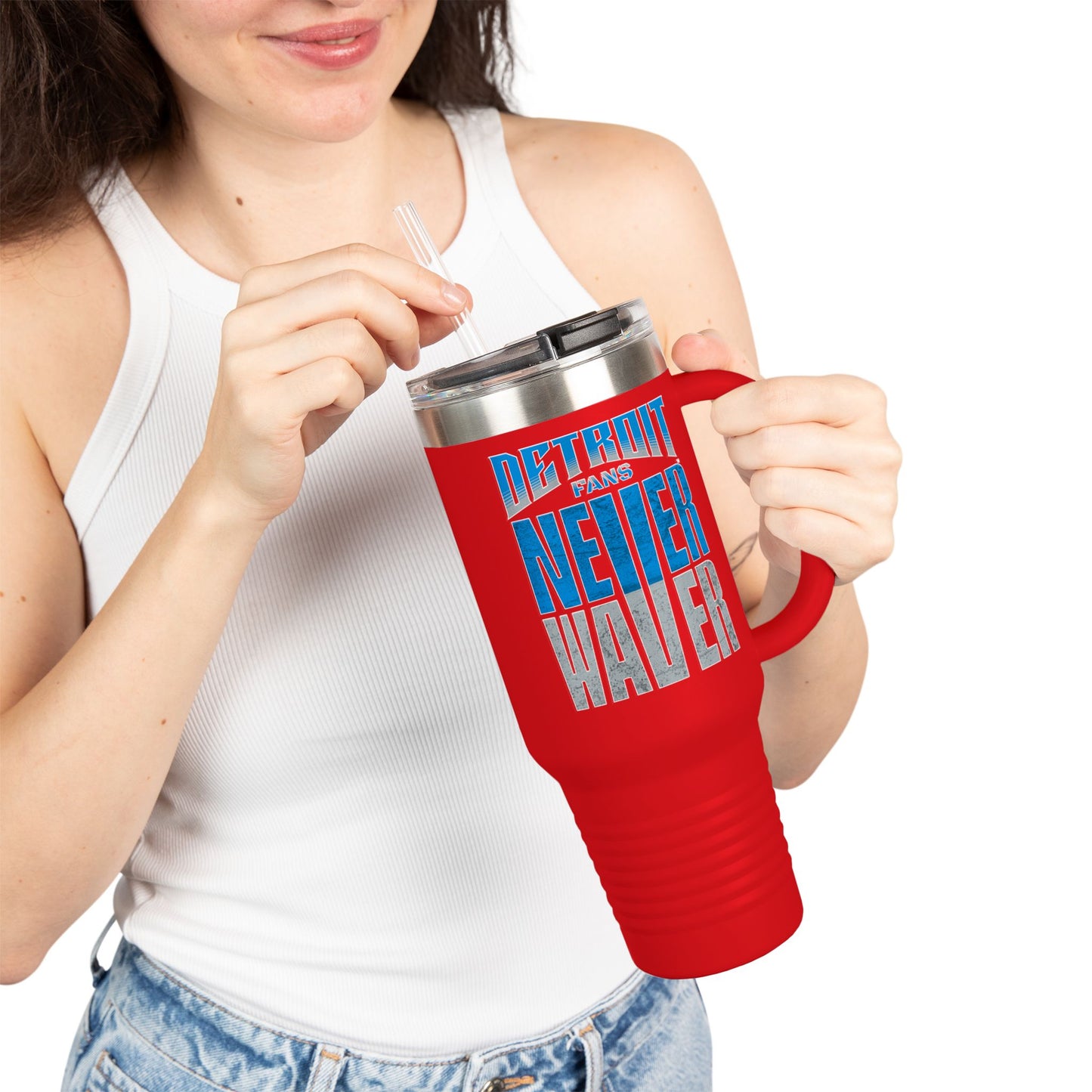 Detroit Fans Never Waver Insulated Travel Mug, 40oz - Never Waver