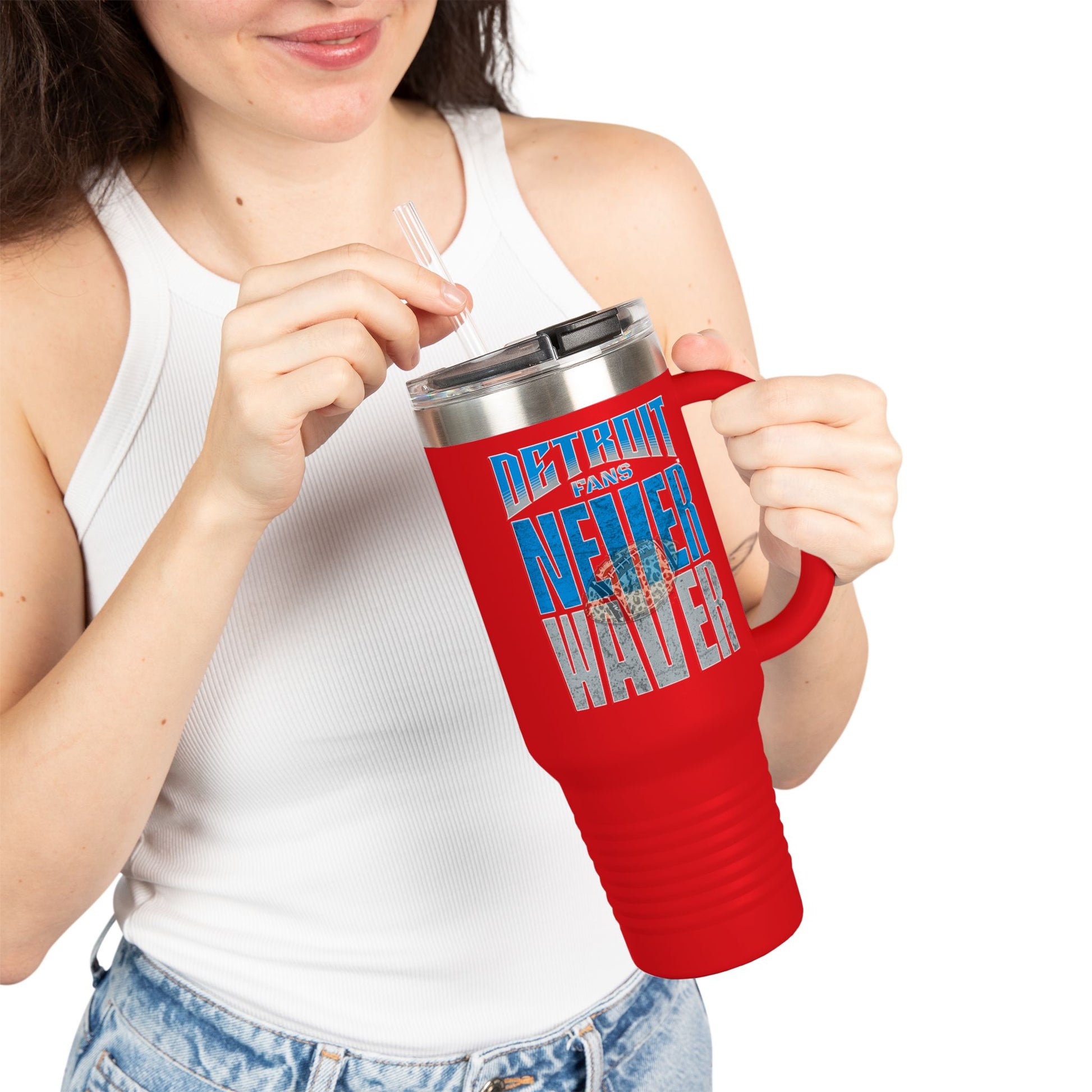 Detroit Fans Never Waver W-Leopard Football Insulated Travel Mug, 40oz - Never Waver