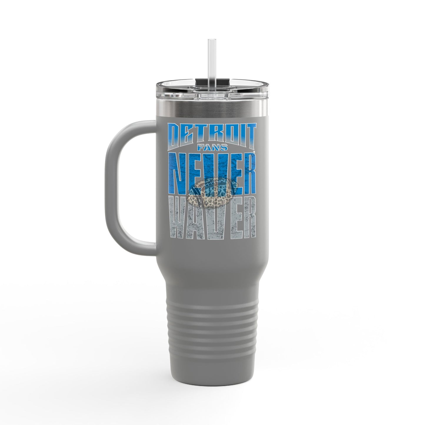 Detroit Fans Never Waver W-Leopard Football Insulated Travel Mug, 40oz - Never Waver