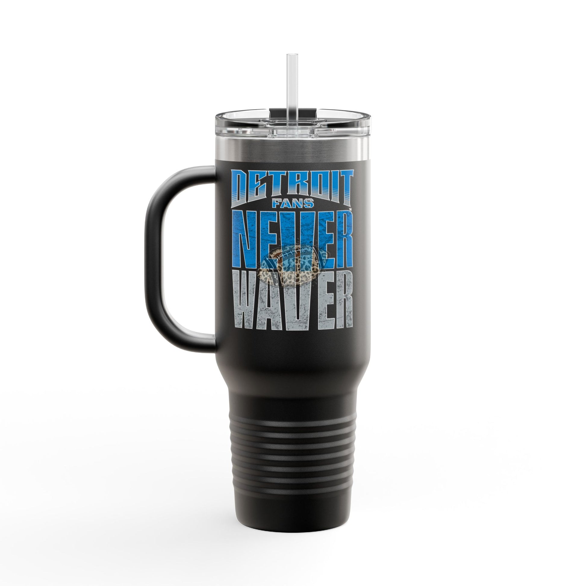 Detroit Fans Never Waver W-Leopard Football Insulated Travel Mug, 40oz - Never Waver