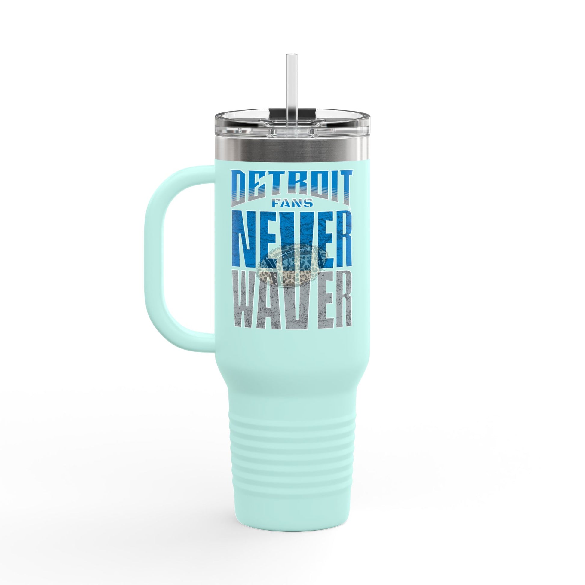 Detroit Fans Never Waver W-Leopard Football Insulated Travel Mug, 40oz - Never Waver