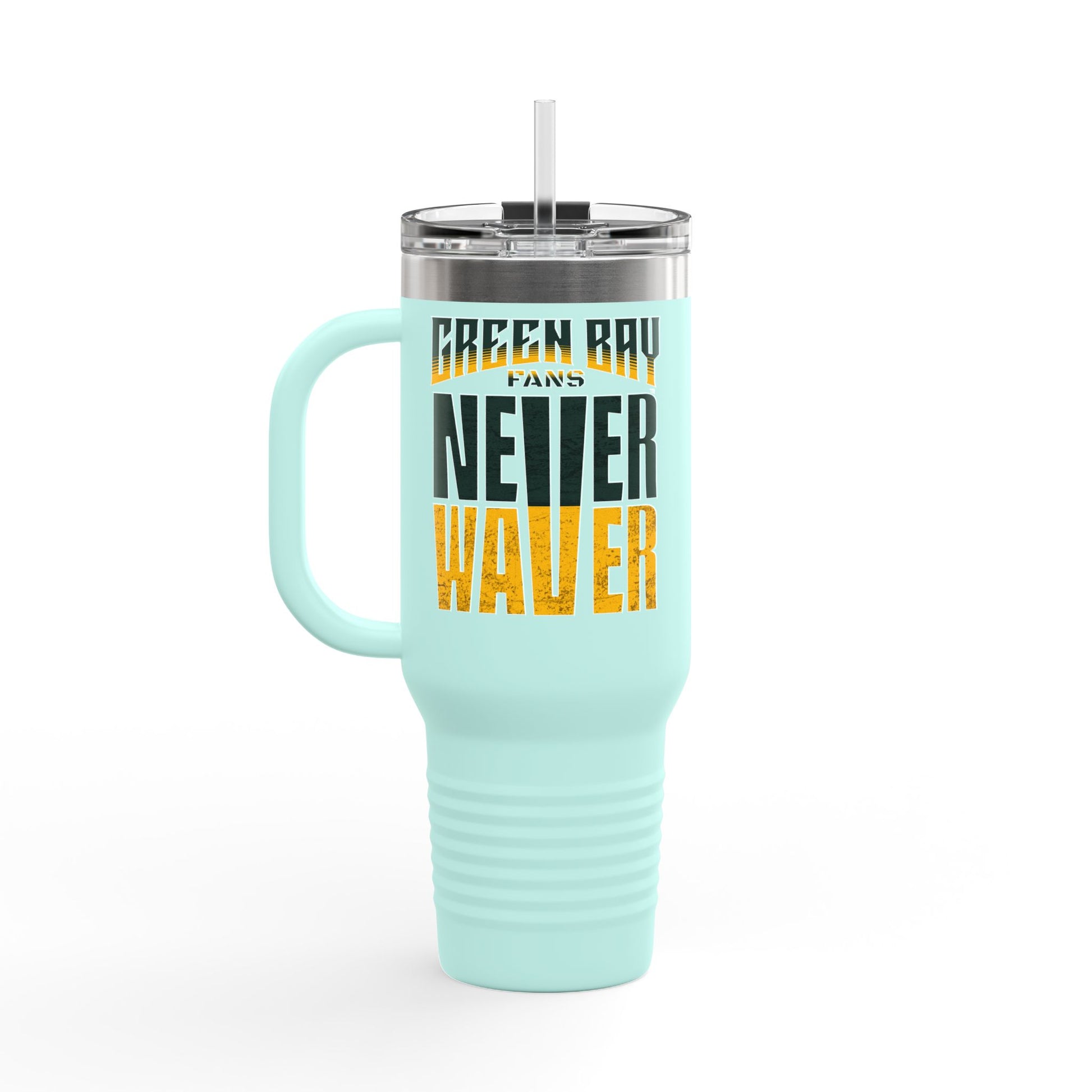 Green Bay Fans Never Waver Insulated Travel Mug, 40oz - Never Waver