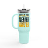 Green Bay Fans Never Waver with leopard football Insulated Travel Mug, 40oz - Never Waver